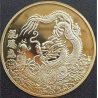 Kopie van Munt - Chinese Feng Shui Draak met orb - Chinese Tekens - Goud