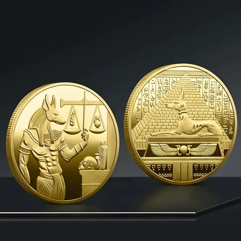 Munt - Anubis - Piramide - Weegschaal - Goud