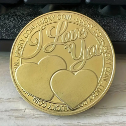 Munten Display - I love you 2 hartjes - Tekst - Goud - 3