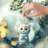 2D Acryl Hanger - Witte kitten met blauwe hart - 2