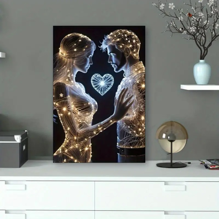 Sanders Art - Moderne lichtgevende koppel met hart 40 x 60 cm