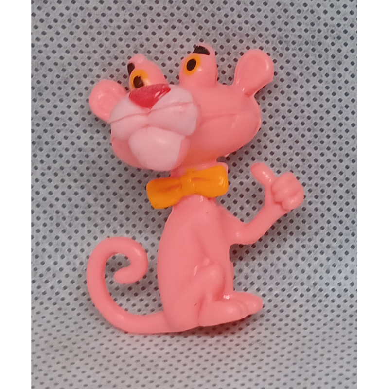 Sanders 3D mini figuur - Roze Panter met gele strik duim omhoog