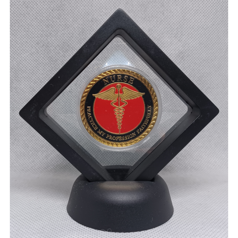 Display 7x7 met Munt - Nurse - Tekst - Goud