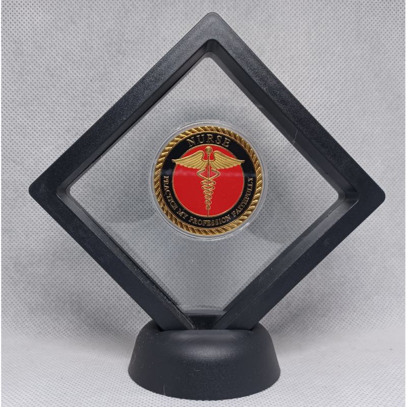 Zwarte Display 9x9 met Munt - Nurse - Tekst - Goud