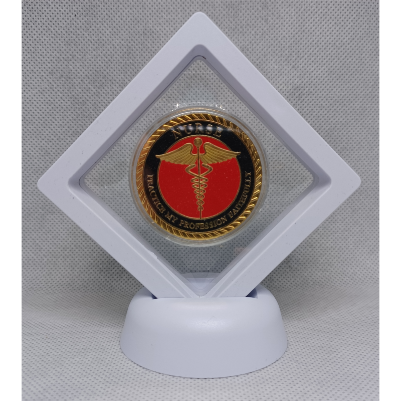 Witte Display 7x7 met Munt - Nurse - Tekst - Goud