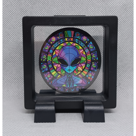 Vierkante Zwarte Display 7x7 met sticker - Gothic - Paarse Alien