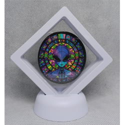 Witte Display 7x7 met sticker - Gothic Kat - Paarse Alien