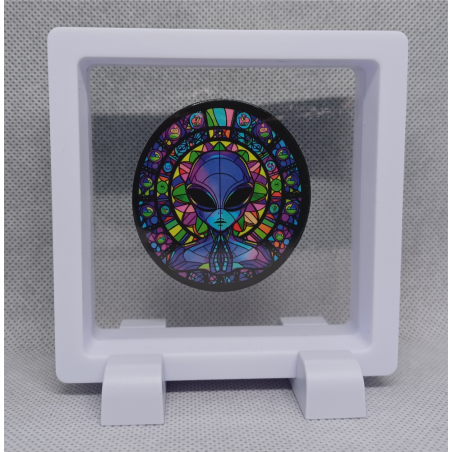 Vierkante Witte Display 9x9 met sticker - Gothic - Paarse Alien