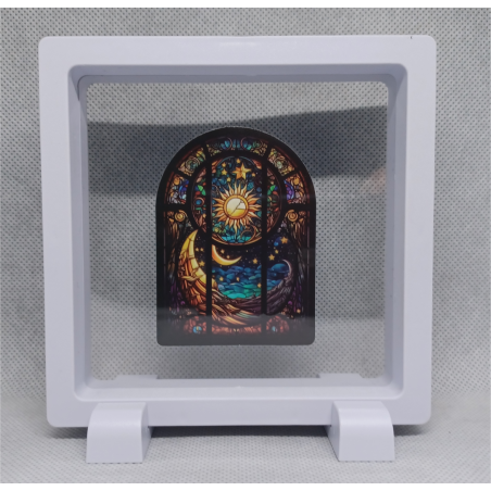 Vierkante Witte Display 11x11 met sticker - Gothic - Zon Halve Maan