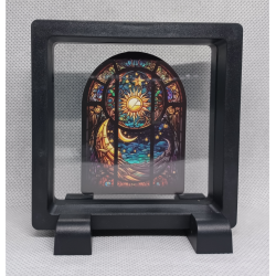 Vierkante Zwarte Display 9x9 met sticker - Gothic - Zon Halve Maan