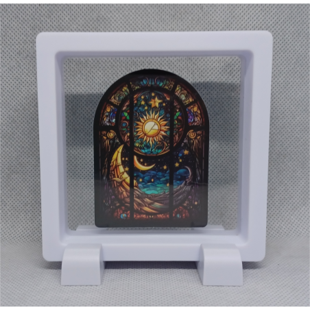 Vierkante Witte Display 9x9 met sticker - Gothic - Zon Halve Maan