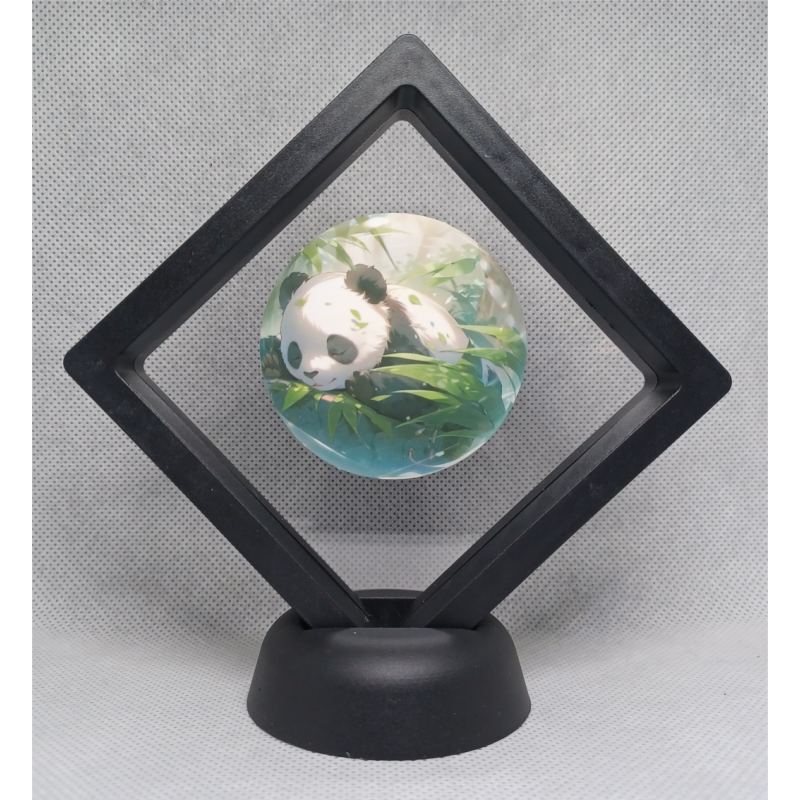 Kleine Panda - Zwarte Display 9x9 met sticker - Rond