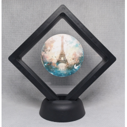 Eiffeltoren - Zwarte Display 9x9 met sticker - Rond