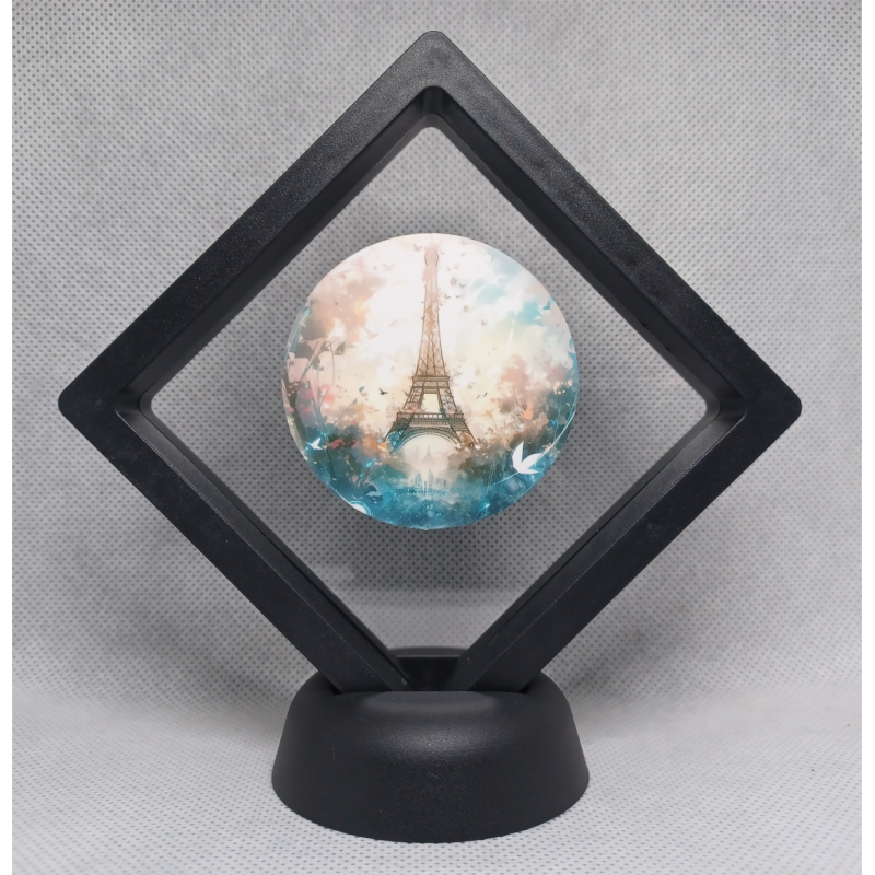 Eiffeltoren - Zwarte Display 9x9 met sticker - Rond