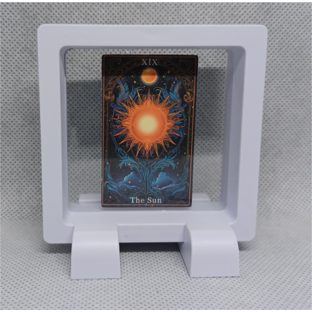 XIX The Sun - Vierkante Witte Display 7x7 Met Tarot Sticker