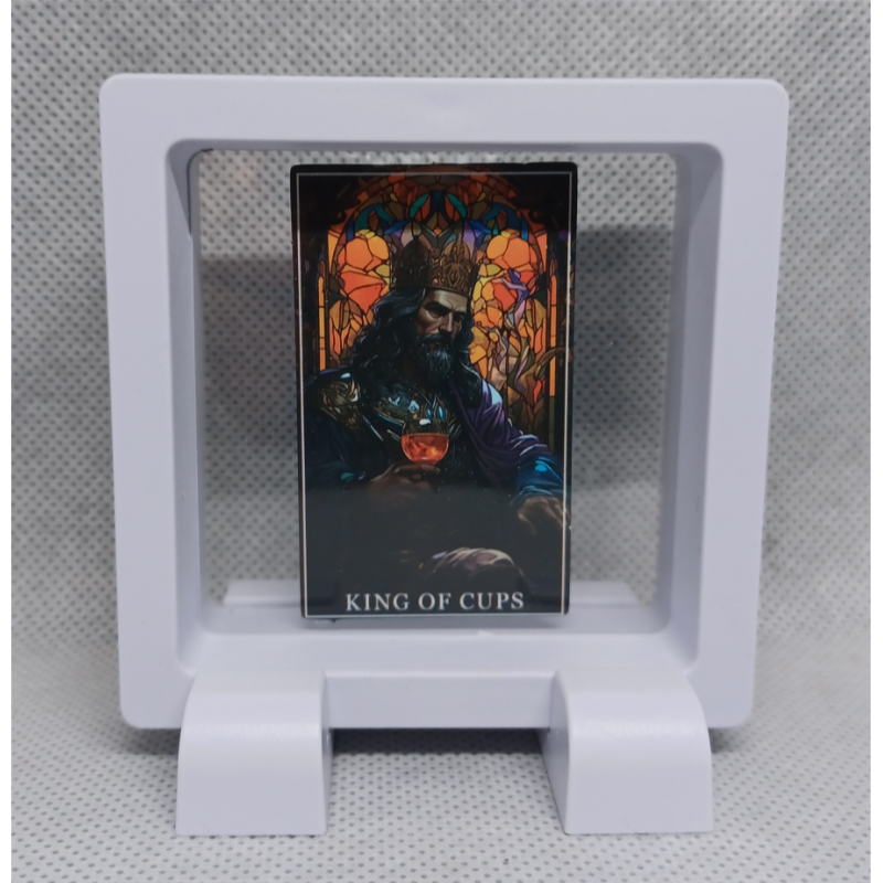 King of Cups - Vierkante Witte Display 7x7 Met Tarot Sticker