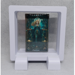 Justice - Vierkante Witte Display 7x7 Met Tarot Sticker