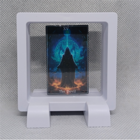 XV The Devil - Vierkante Witte Display 7x7 Met Tarot Sticker