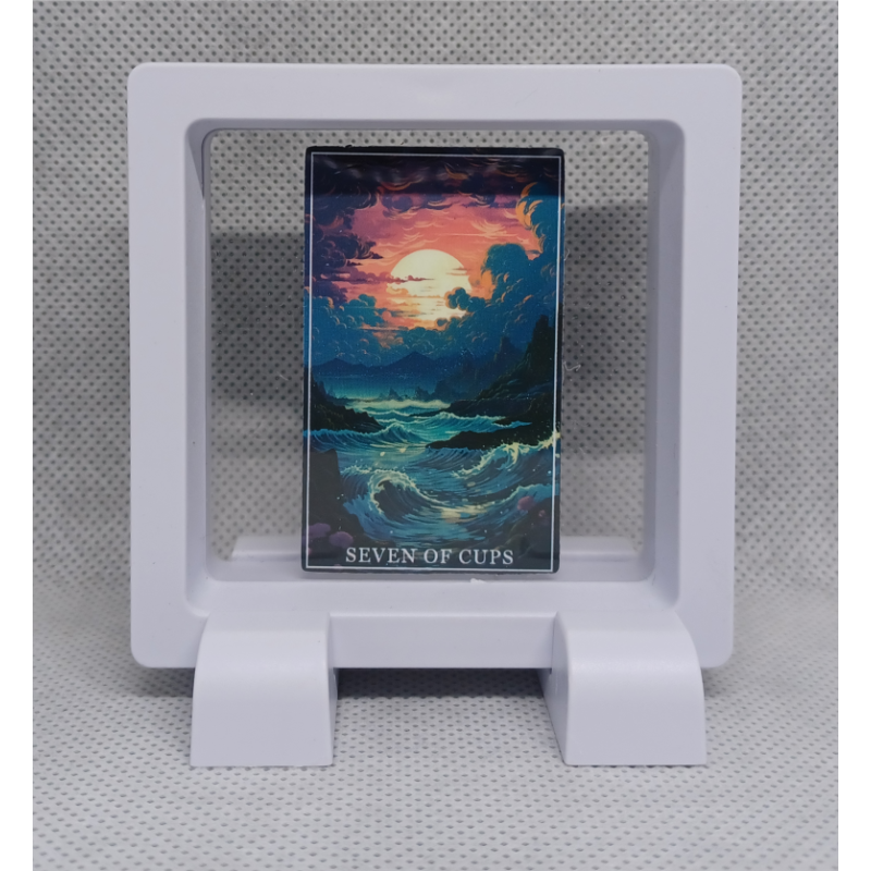 Seven of Cups - Vierkante Witte Display 7x7 Met Tarot Sticker