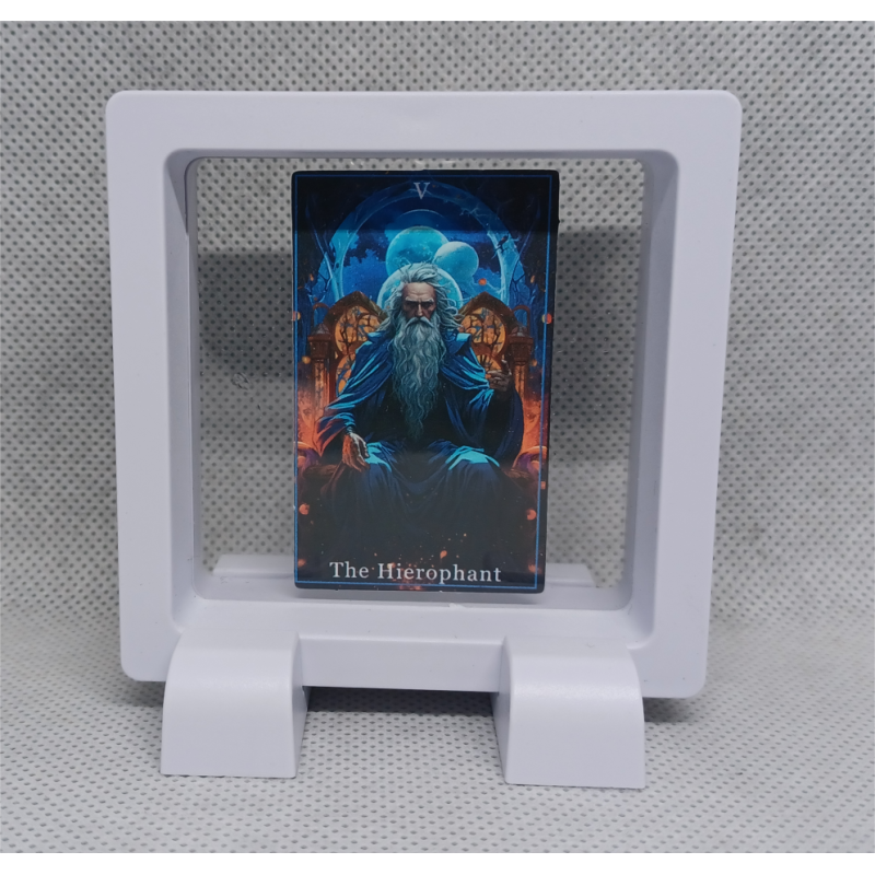 The Hierophant - Vierkante Witte Display 7x7 Met Tarot Sticker