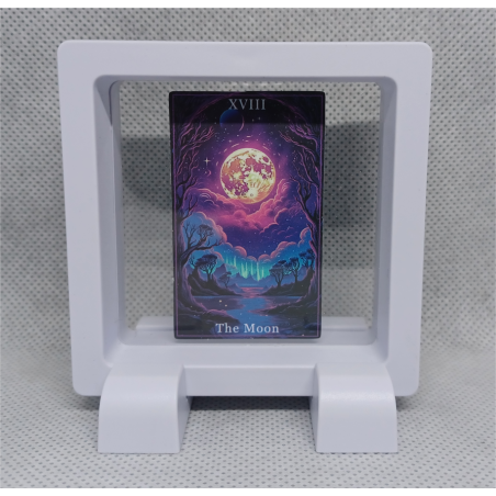 XVIII The Moon - Vierkante Witte Display 7x7 Met Tarot Sticker