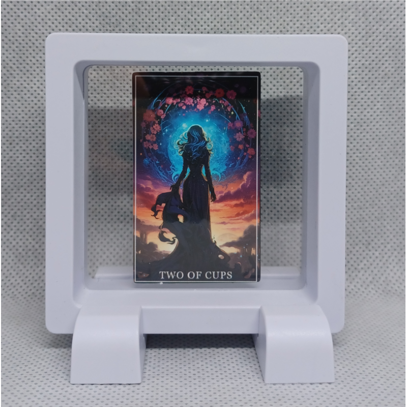 Two of Cups - Vierkante Witte Display 7x7 Met Tarot Sticker