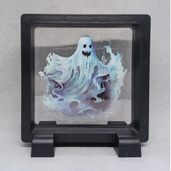 Blauwe Spook - Vierkante Zwarte Display 9x9 met sticker - Nacht