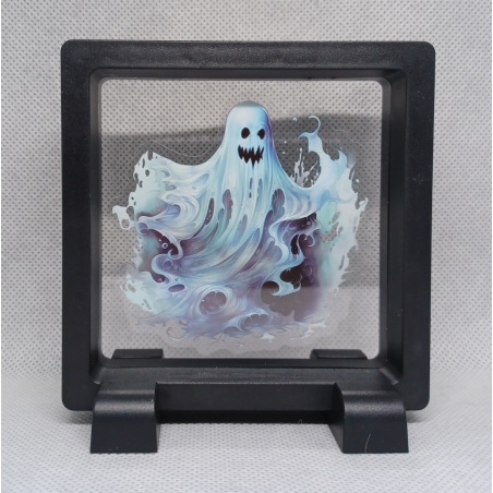 Blauwe Spook - Vierkante Zwarte Display 9x9 met sticker - Nacht