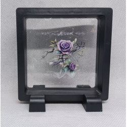 2 paarse rozen web - Vierkante Zwarte Display 9x9 met nacht sticker