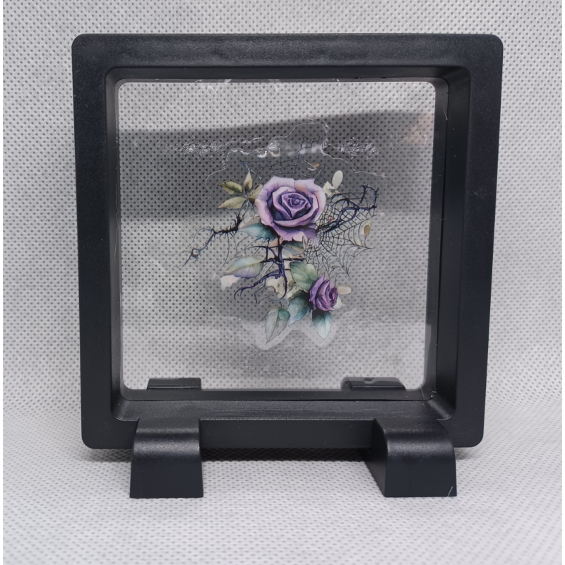 2 paarse rozen web - Vierkante Zwarte Display 9x9 met nacht sticker