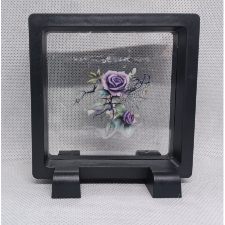 2 paarse rozen web - Vierkante Zwarte Display 9x9 met nacht sticker