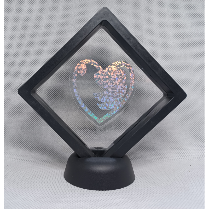 Half Gevulde Hart - Zwarte Display 9x9 met sticker - Reflector