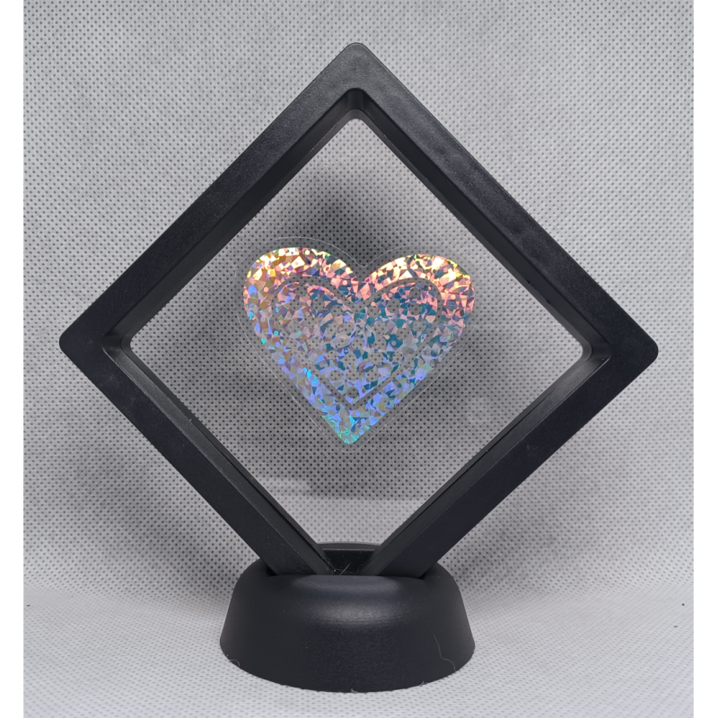 Dubbel Hart Gaten - Zwarte Display 9x9 met sticker - Reflector