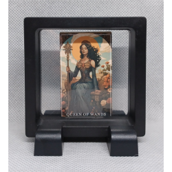 Queen of Wands - Vierkante Zwarte Display 7x7 met tarot sticker