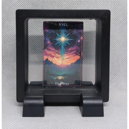 XVII The Star - Vierkante Zwarte Display 7x7 met tarot sticker