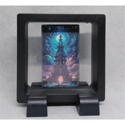 XVI The Tower - Vierkante Zwarte Display 7x7 met tarot sticker