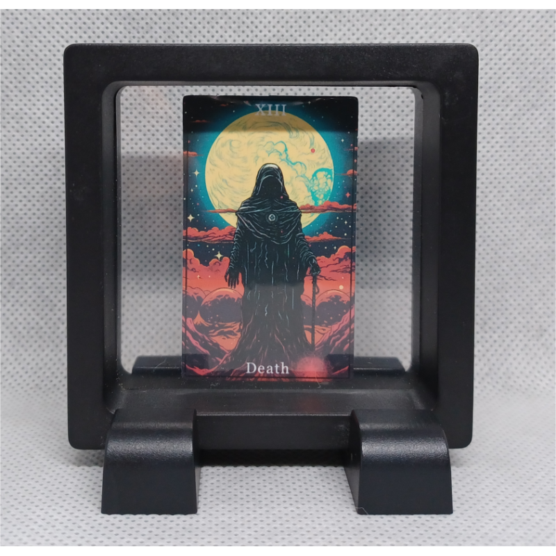 Death - Vierkante Zwarte Display 7x7 met tarot sticker