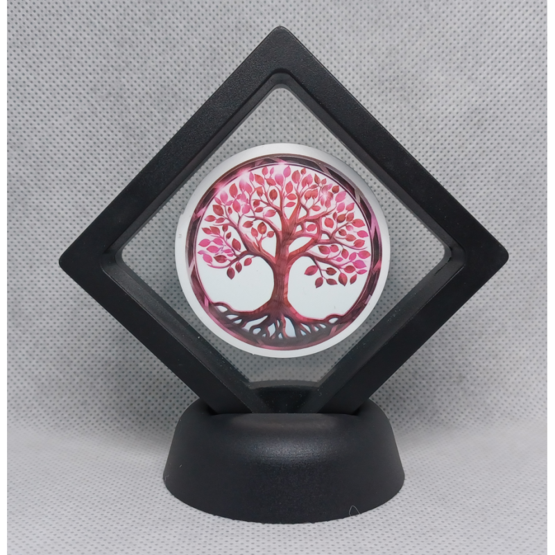 Roze Boom - Zwarte Display 7x7 met sticker