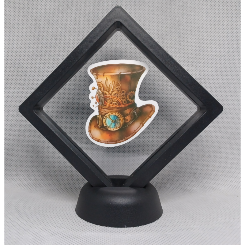 Steampunk Hoed - Zwarte Display 9x9 met steampunk sticker