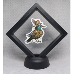 Vogel - Zwarte Display 9x9 met steampunk sticker