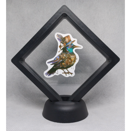 Vogel - Zwarte Display 9x9 met steampunk sticker