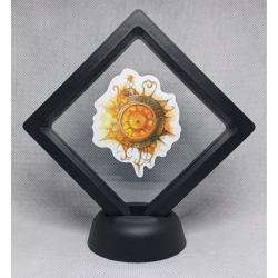 Ring Oranje - Zwarte Display 9x9 met steampunk sticker