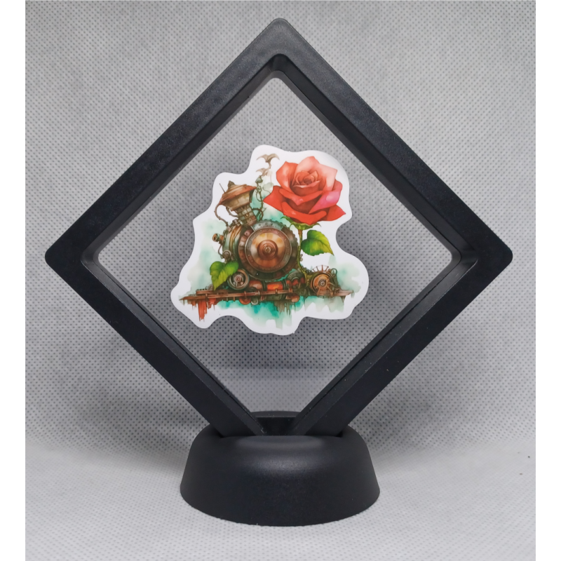 Boiler Roos - Zwarte Display 9x9 met steampunk sticker