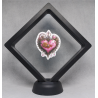 Roze Hart - Zwarte Display 11x11 met steampunk sticker