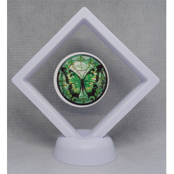 Groen Zwarte Vlinder - Witte Display 9x9 met een vlinder sticker