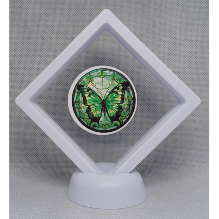 Groen Zwarte Vlinder - Witte Display 9x9 met een vlinder sticker