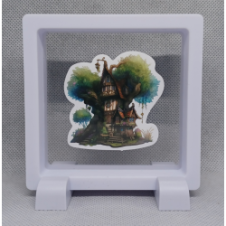 Boom Huis - Vierkante Witte Display 9x9 met tovenarij sticker