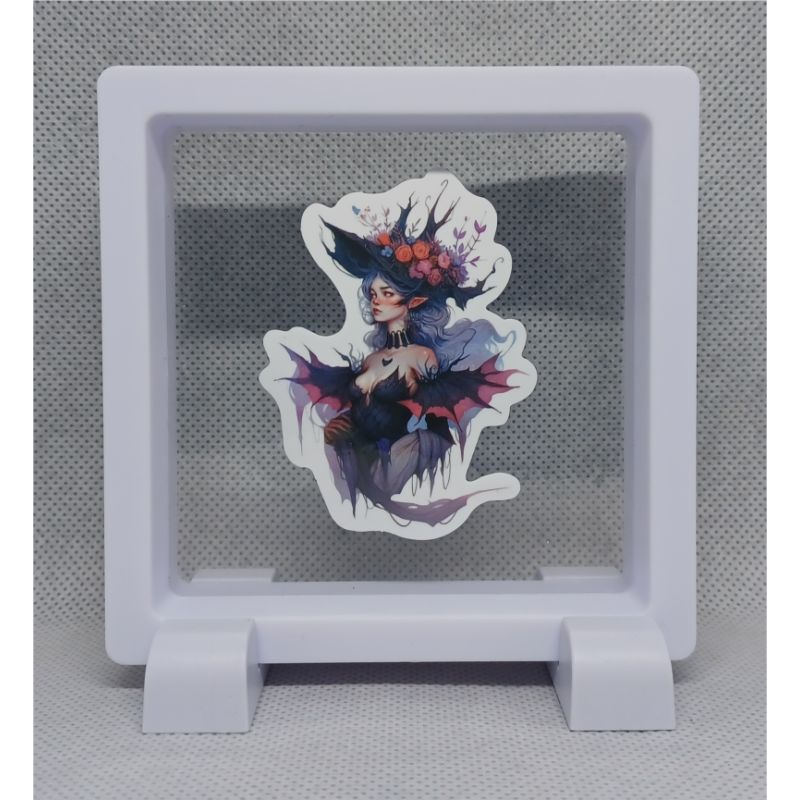 Vrouw met jurk - Vierkante Witte Display 9x9 met tovenarij sticker