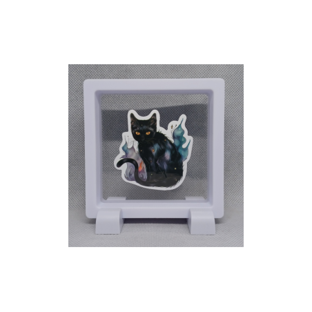 Magische Kat - Vierkante Witte Display 9x9 met tovenarij sticker