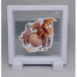 Draak Bal - Vierkante Witte Display 9x9 met draken sticker